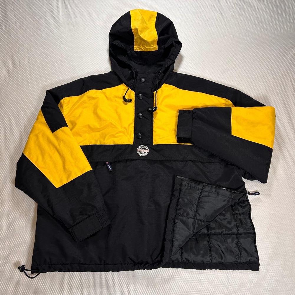 VTG 90s Chaps Ralph Lauren Gear Anorak Jacket Yellow Black Colorblock Mens XL
